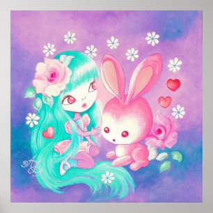 Roze Bunny Love Poster