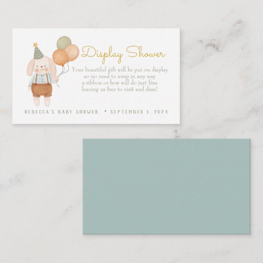 Roze Bunny met Baloons Display Shower Informatiekaartje (Voorkant / Achterkant)