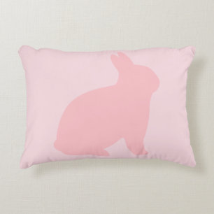 Roze Bunny op roze Decoratief Kussen