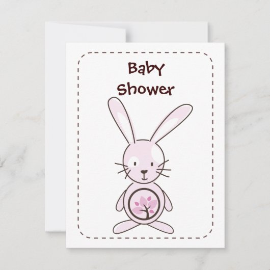 Roze bunny Organic Planet Invitations Kaart (Voorkant)