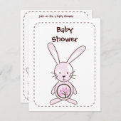 Roze bunny Organic Planet Invitations Kaart (Voorkant / Achterkant)