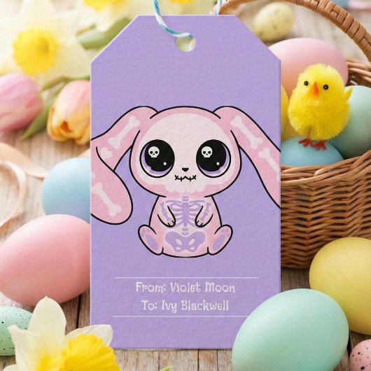 Roze Bunny Pastel Goth Lavendel Pasen Cadeaubijsla Cadeaulabel