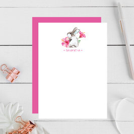 Roze Bunny Personalized Stationery Note Kaart Notitiekaartje