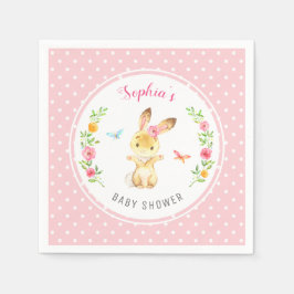 Roze Bunny Polka Dot Meisje Baby shower Sprinkle Servet