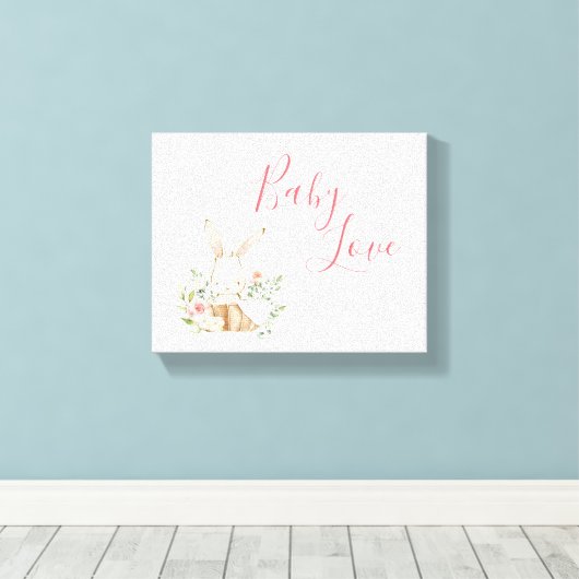 Roze Bunny Rabbit Animal Canvas Afdruk (Insitu (Houten vloer))