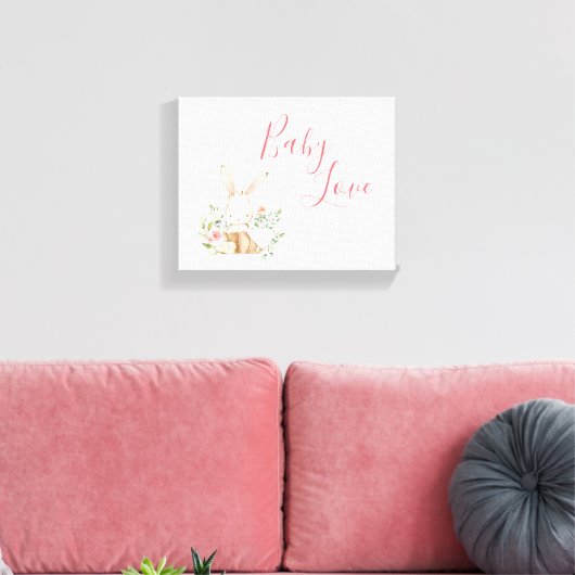 Roze Bunny Rabbit Animal Canvas Afdruk (Insitu (Woonkamer))