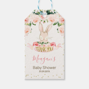 Roze Bunny Rabbit Baby shower Hartelijk dank Cadeaulabel