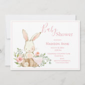 Roze Bunny Rabbit Baby Uitnodiging (Voorkant)