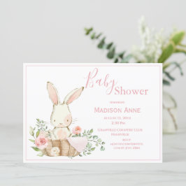 Roze Bunny Rabbit Baby Uitnodiging