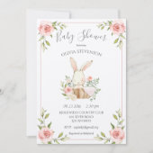 Roze Bunny Rabbit Columbit Paper Baby shower Kaart (Voorkant)