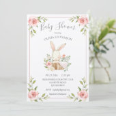 Roze Bunny Rabbit Columbit Paper Baby shower Kaart (Staand voorkant)