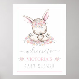 Roze Bunny Rabbit Girl Baby shower Welkomstbord Poster