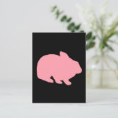Roze Bunny Rabbit op Black Briefkaart (Staand voorkant)