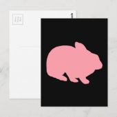 Roze Bunny Rabbit op Black Briefkaart (Voorkant / Achterkant)