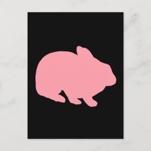Roze Bunny Rabbit op Black Briefkaart