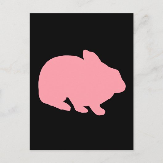 Roze Bunny Rabbit op Black Briefkaart (Voorkant)