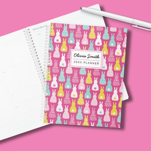 Roze Bunny Rabbit patroon Planner