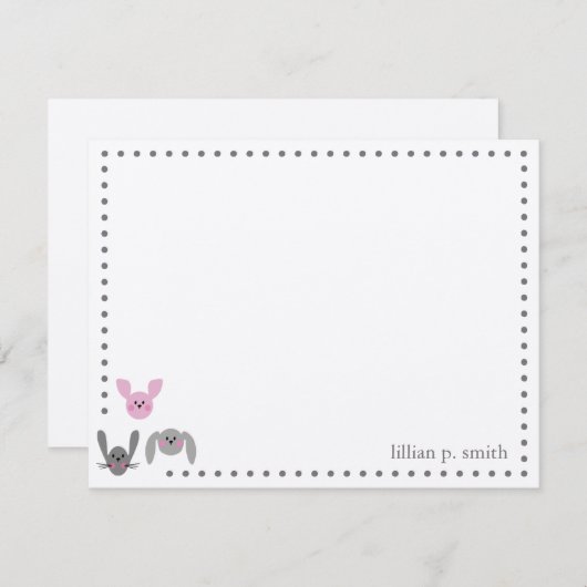Roze Bunny Rabbit Persoonlijke briefkaart (Voorkant / Achterkant)