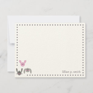 Roze Bunny Rabbit Persoonlijke briefkaart