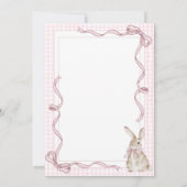 Roze Bunny Ribbon  Baby shower Kaart (Achterkant)