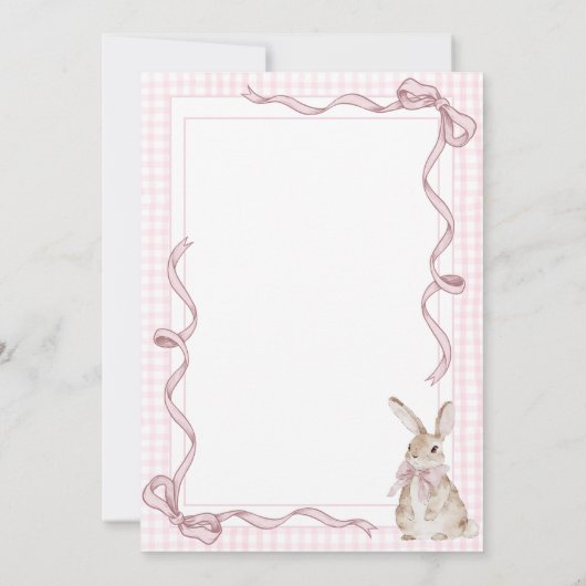 Roze Bunny Ribbon  Baby shower Kaart (Achterkant)