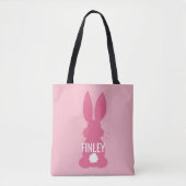 Roze Bunny Silhouette Easter - Gepersonaliseerde m Tote Bag (Voorkant)