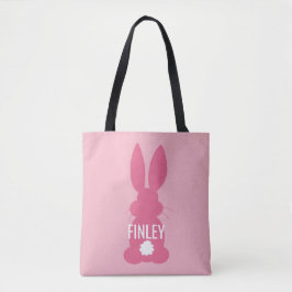 Roze Bunny Silhouette Easter - Gepersonaliseerde m Tote Bag