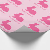 Roze Bunny Silhouette met tekst Happy Paast Cadeaupapier (Hoek)