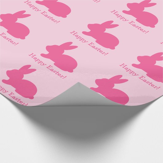 Roze Bunny Silhouette met tekst Happy Paast Cadeaupapier (Hoek)