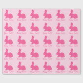 Roze Bunny Silhouette met tekst Happy Paast Cadeaupapier (Vlak)