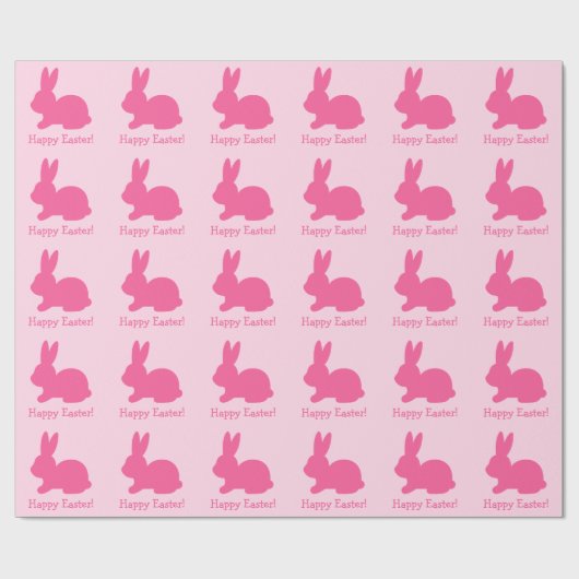 Roze Bunny Silhouette met tekst Happy Paast Cadeaupapier (Vlak)