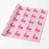 Roze Bunny Silhouette met tekst Happy Paast Cadeaupapier (Uitgerold)