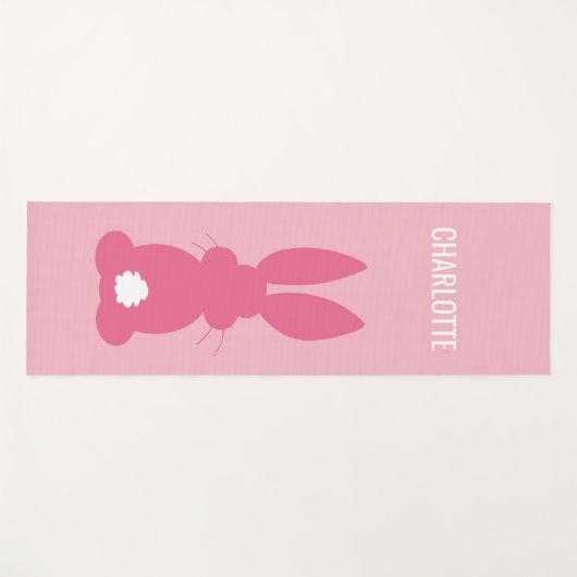 Roze Bunny Silhouette Personalized Cute Animal Yogamat (Voorkant (horizontaal))