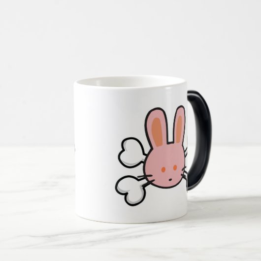 Roze bunny Skull en Crossbones Magische Mok (Voorkant rechts)