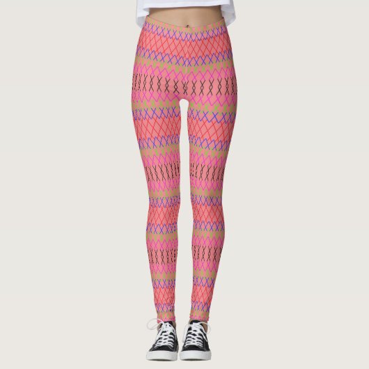 Roze Bunny Stripped Pink Easter Yoga Pants Leggings (Voorkant)