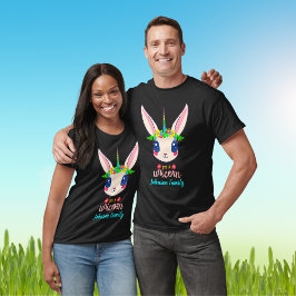 Roze Bunny Unicorn Bunnicorn voegt familienaam toe T-shirt