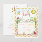 roze bunny - verjaardagsuitnodiging kaart (Voorkant / Achterkant)