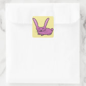 Roze bunny vierkante sticker (Tas)