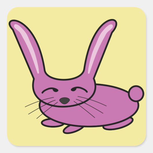 Roze bunny vierkante sticker (Voorkant)