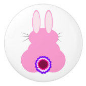 Roze Bunny Wit Keramische Pull Keramische Knop (Voorkant)