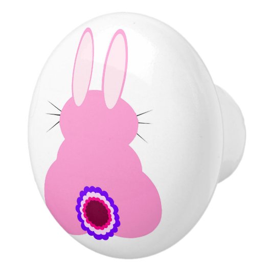 Roze Bunny Wit Keramische Pull Keramische Knop (Rechts)