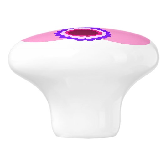 Roze Bunny Wit Keramische Pull Knop (Zijkant)