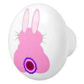 Roze Bunny Wit Keramische Pull Knop (Rechts)