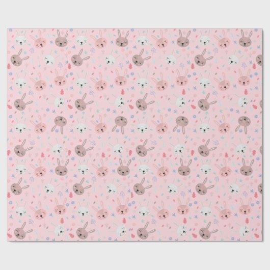 Roze Bunny Wrapping Paper Cadeaupapier (Vlak)