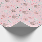 Roze Bunny Wrapping Paper Cadeaupapier (Hoek)