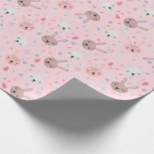 Roze Bunny Wrapping Paper Cadeaupapier (Hoek)