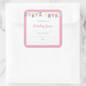 Roze Bunting Baby shower boek Boekplaten Vierkante Sticker (Tas)