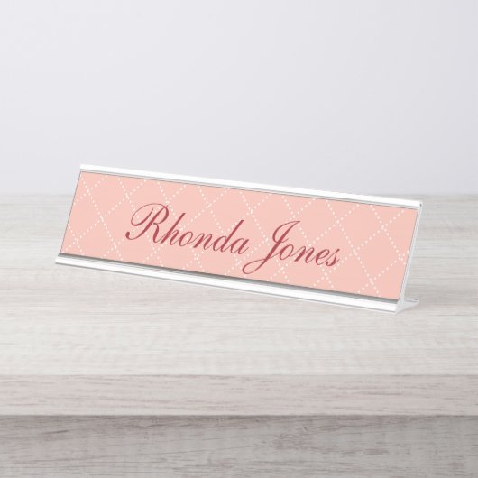 Roze  bureau naambordje (Voorkant)