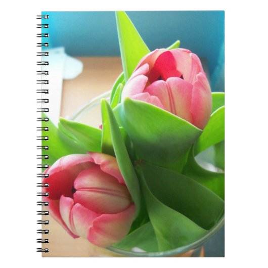 Roze bureaublommen notitieboek (Voorkant)