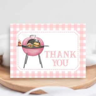 Roze Burger BBQ Baby Shower Bedankkaart